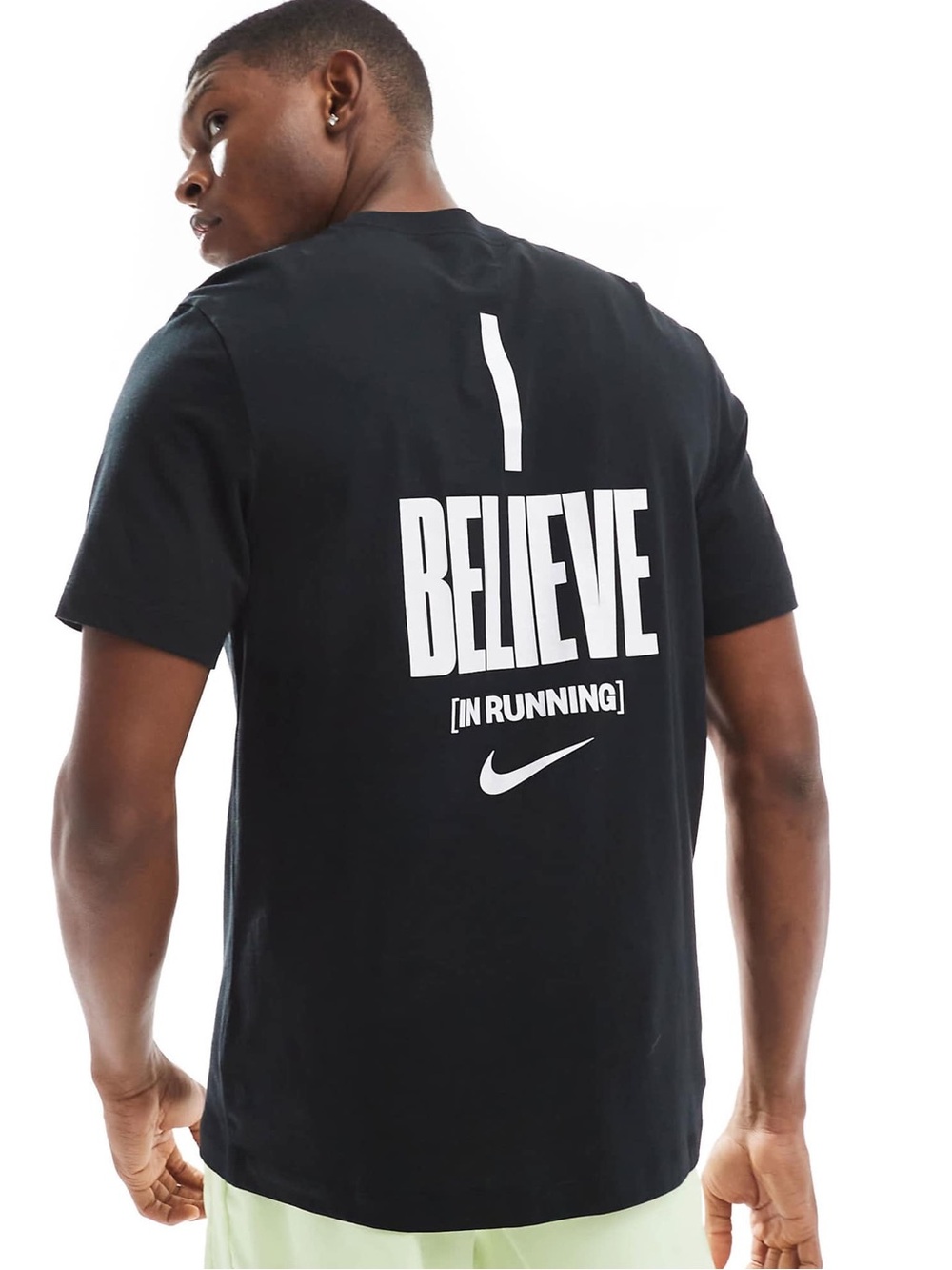 Nike Running IYKYK I Believe In Running T-Shirt Mens XL Black Graphic Tee Swoosh